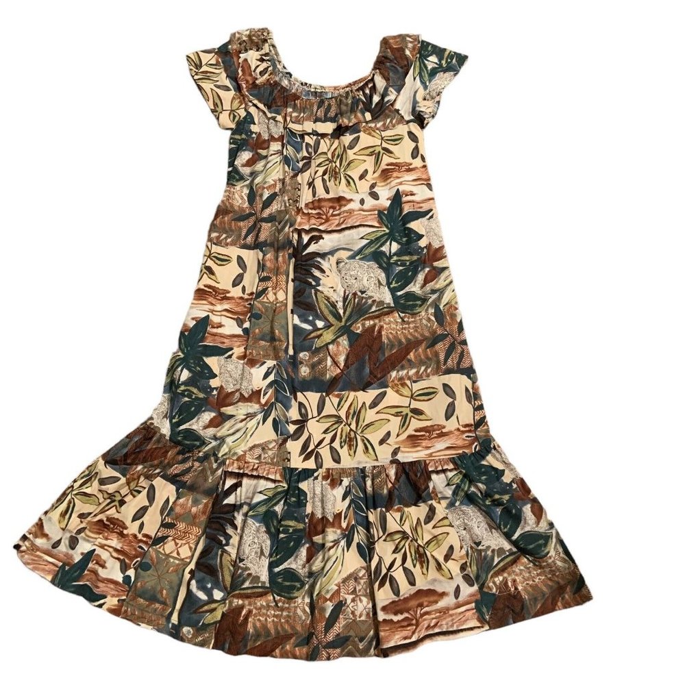 Vintage Hilo Hattie Womens Dress Hawaiian Original Size M Cheetah Botanical USA